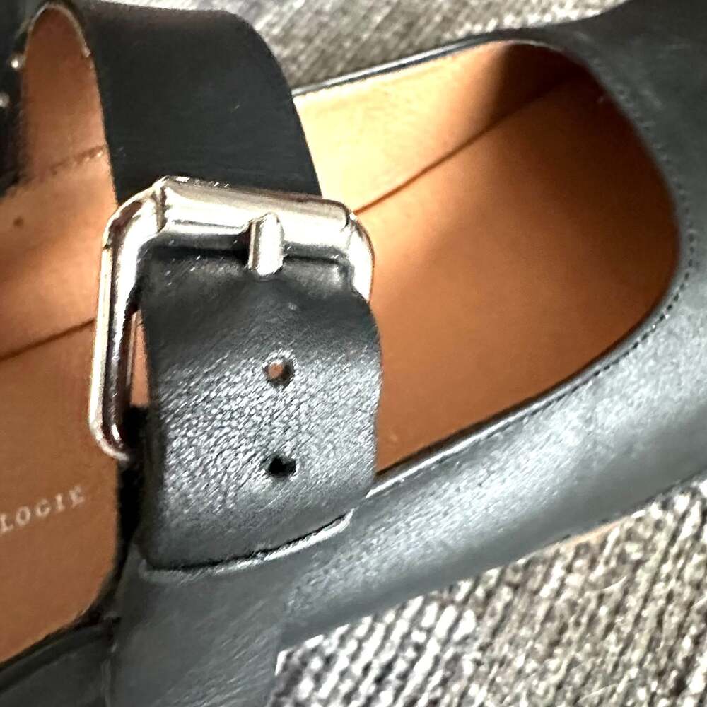 Anthropologie Black Leather Studded Platform Clogs - Picture 3 of 6